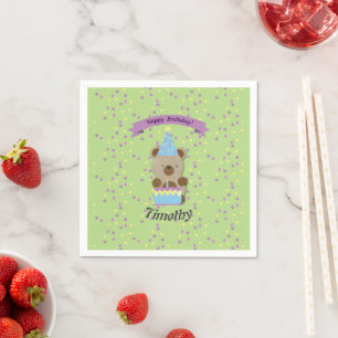 Happy Birthday Teddy Bear Napkin