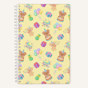 Happy Birthday Teddy Bear Yellow Notebook