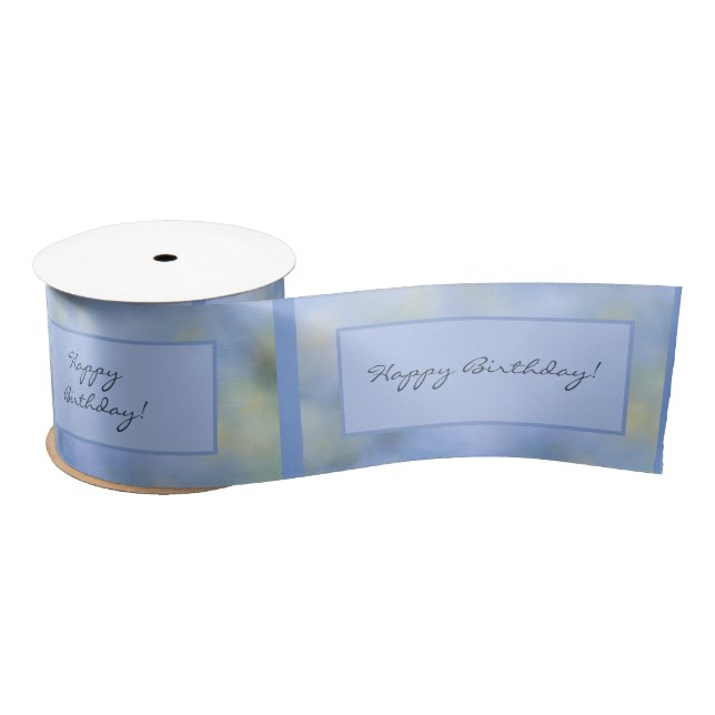 Happy Birthday Template Abstract Blue Yellow  Satin Ribbon (Spool)