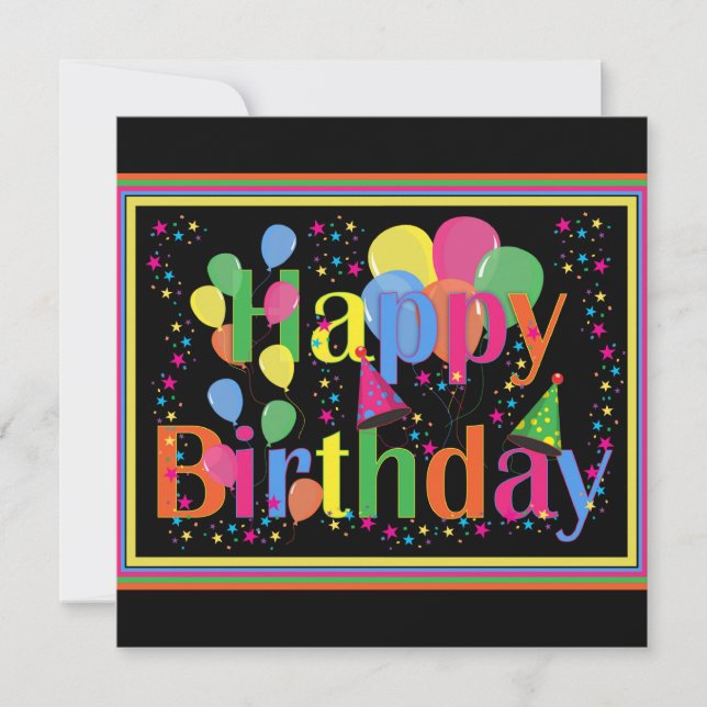 Happy Birthday TEMPLATE, customisable, Invitation (Front)