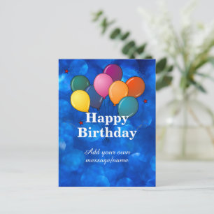 Happy Birthday Template, personalise, Postcard