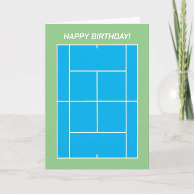 Happy Birthday tennis court greeting card (Front)