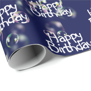 Happy Birthday Text and Bubbles Wrapping Paper