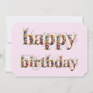 Happy Birthday text design of dried flowers Card