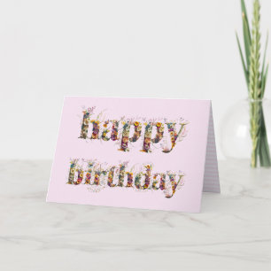 Happy Birthday text design of dried flowers Card