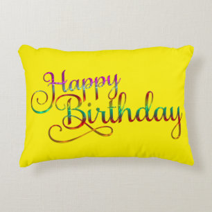 HAPPY BIRTHDAY - text design + your own ideas Decorative Cushion