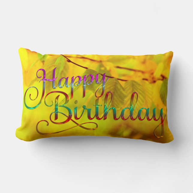 HAPPY BIRTHDAY - text design + your own ideas Lumbar Cushion (Front)