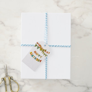 Happy Birthday text flags cute colourful simple Gift Tags