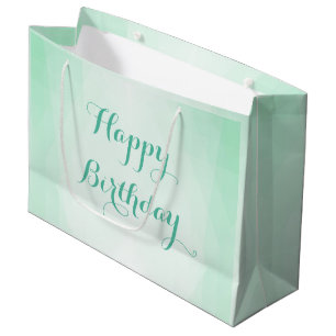 Happy Birthday Text Trendy Mint Green Colour Moder Large Gift Bag