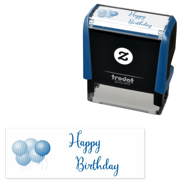 Happy Birthday Text with Balloons Custom Colour In Self-inking Stamp (In Situ)