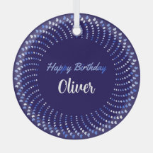 Happy birthday text with blue hearts circle