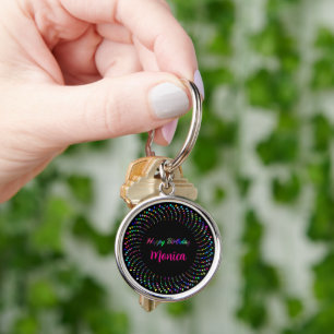 Happy birthday text with colorful hearts classic r key ring