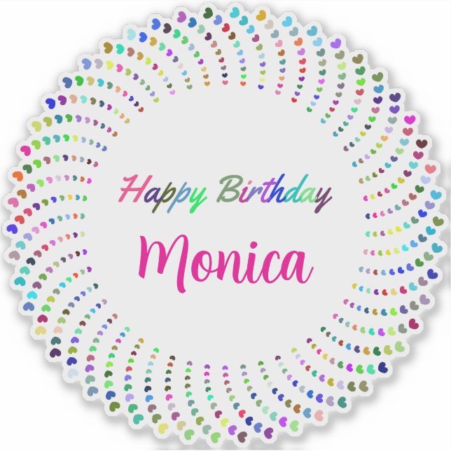 Happy birthday text with colourful hearts classic  (Front)