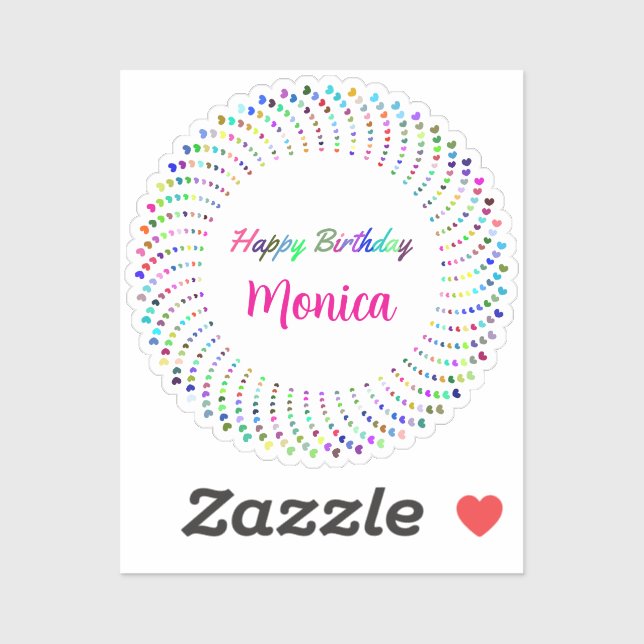 Happy birthday text with colourful hearts classic  (Sheet)