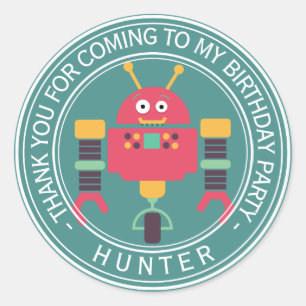Happy Birthday - Thank You Robot Classic Round Sticker