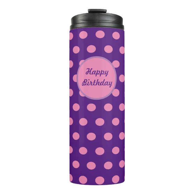Happy Birthday Thermal Tumbler (Purple & Pink) (Front)