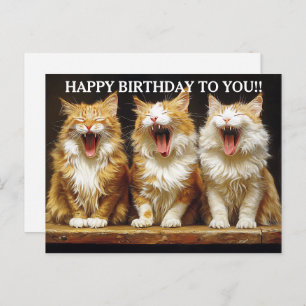 Happy Birthday Three Ginger Singing Cats   Postcard