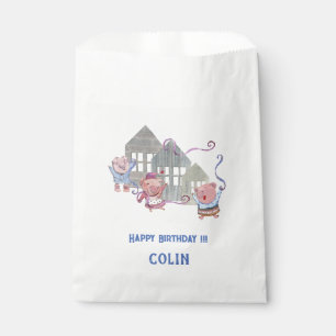 Happy Birthday Three Little Pigs Party Personalise Favour Bag