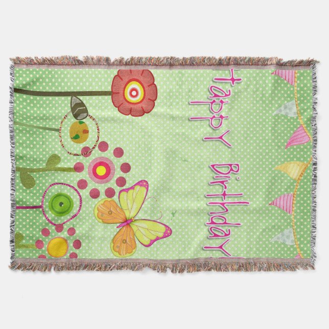 Happy Birthday Throw Blanket (Front)