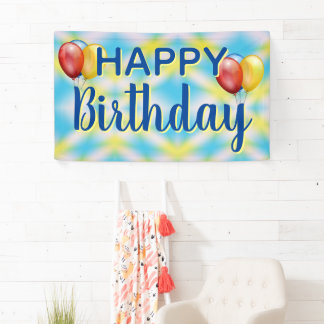 Happy Birthday Tie Dye Reuseable  Banner