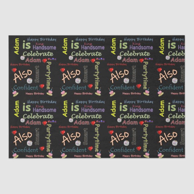 Happy Birthday Tissue Paper Adam (Front)