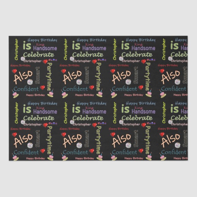 Happy Birthday Tissue Paper Christopher (Front)