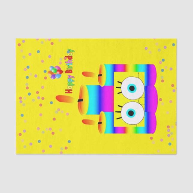 Happy Birthday Tissue Paper Colourful Candle (Front)