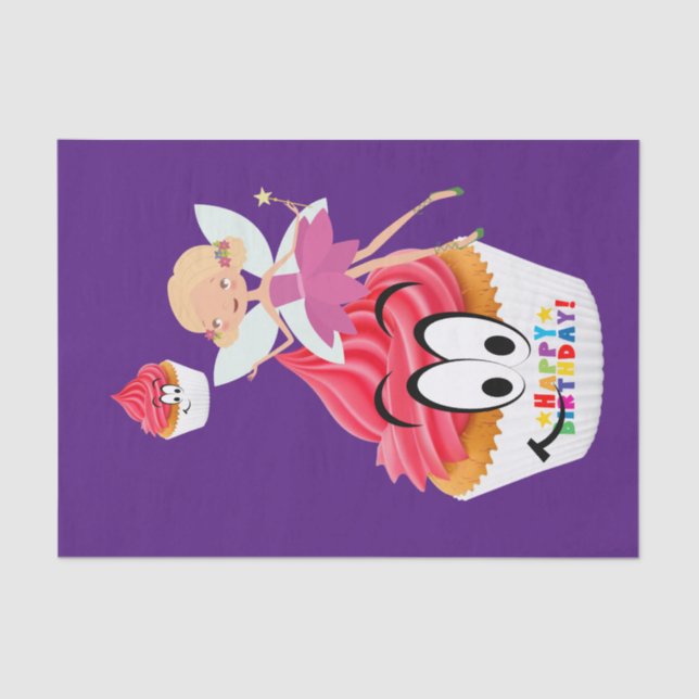 Happy Birthday Tissue Paper Cupcake Fairy (Front)