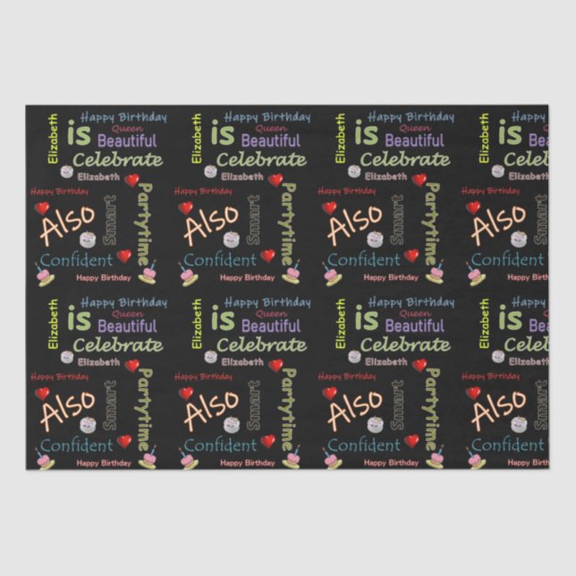 Happy Birthday Tissue Paper Elizabeth (Front)