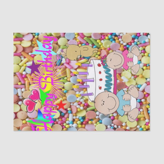 Happy Birthday Tissue Paper Kids (Front)