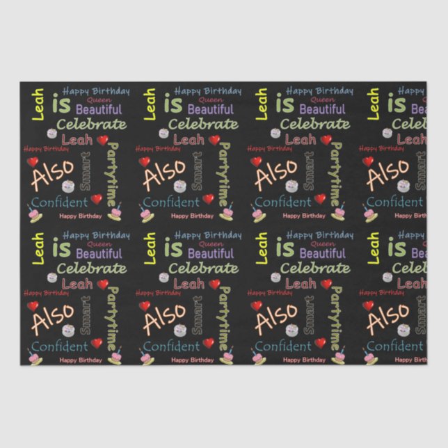 Happy Birthday Tissue Paper Leah (Front)