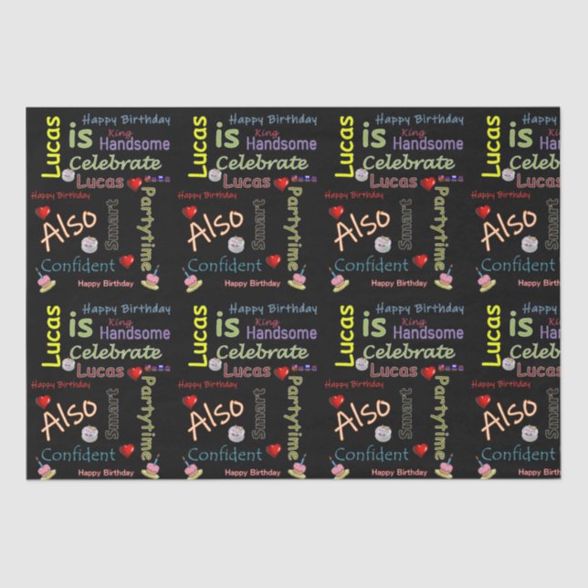 Happy Birthday Tissue Paper Lucas (Front)