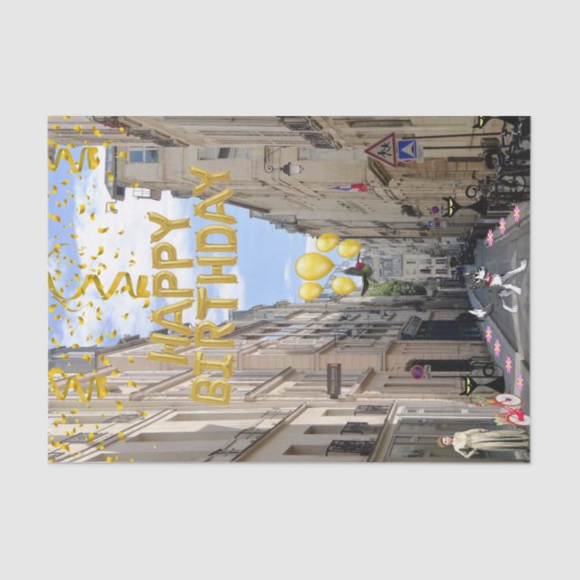 Happy Birthday Tissue Paper Paris France (Front)