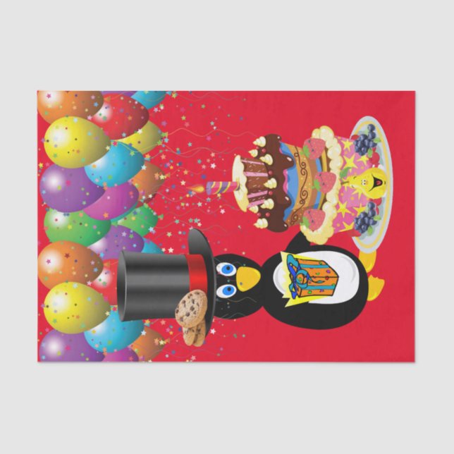 Happy Birthday Tissue Paper Penguin (Front)