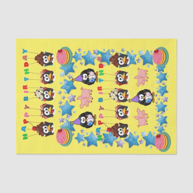 Happy Birthday Tissue Paper Penguin (Front)