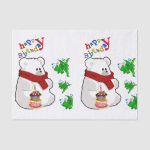 Happy Birthday Tissue Paper Polar Bear