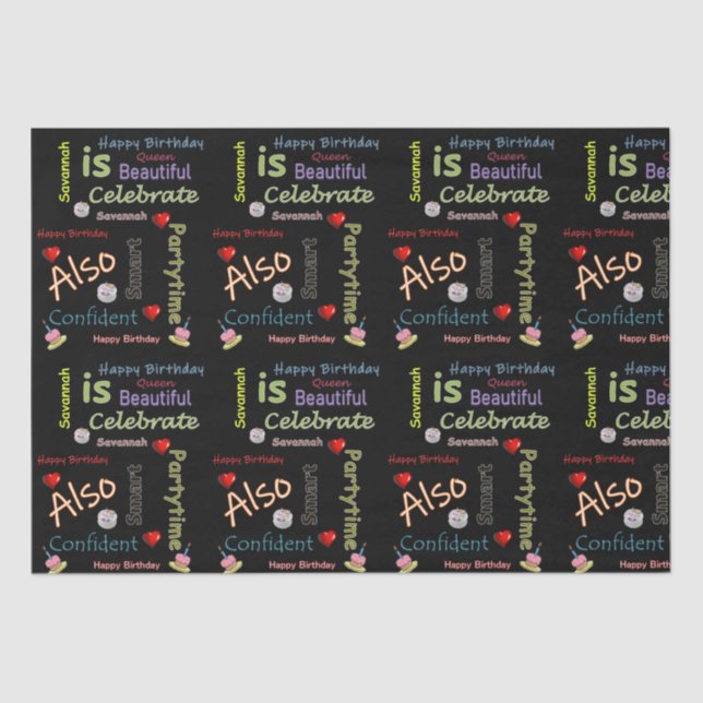 Happy Birthday Tissue Paper Savannah (Front)