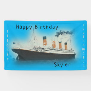 Happy Birthday Titanic Ship Name Blue Ocean Banner