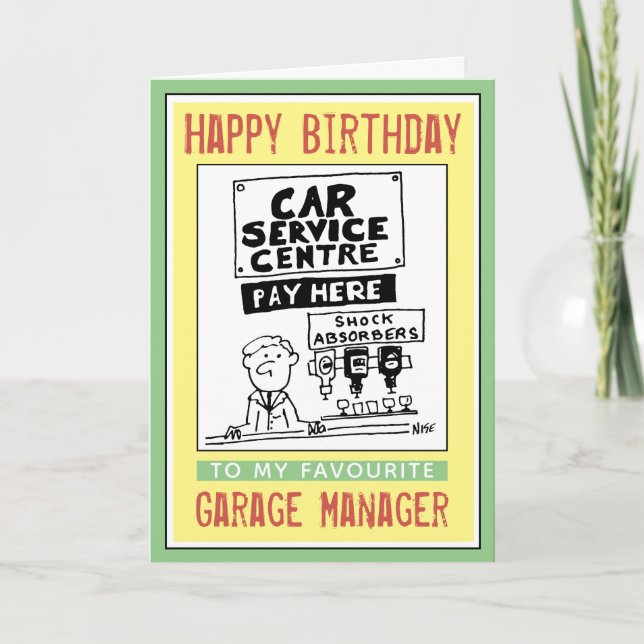 Happy Birthday to a Garage Manager Card (Front)