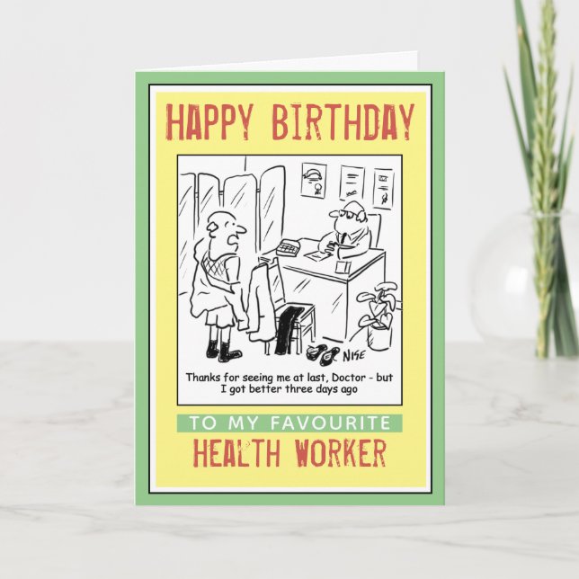 Happy Birthday to a Health Worker Card (Front)
