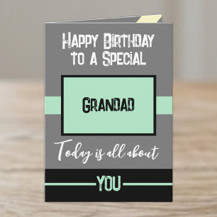 Happy Birthday to a special grandad grey mint Card