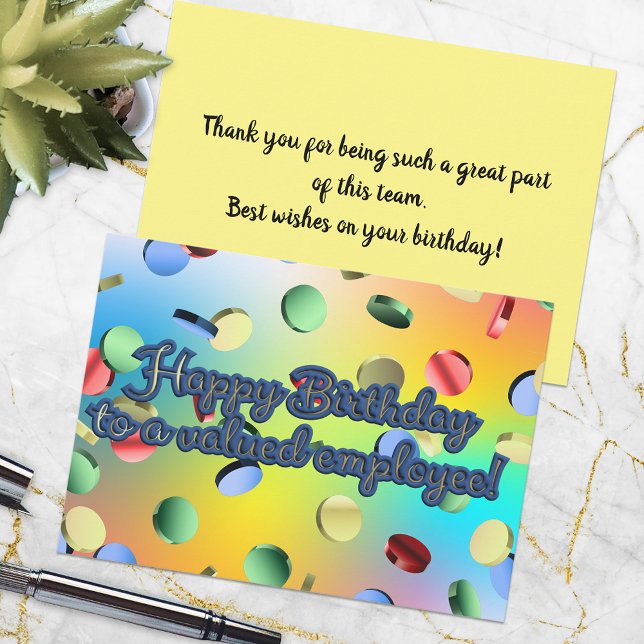 Happy Birthday To A Valued Employee Card (Creator Uploaded)