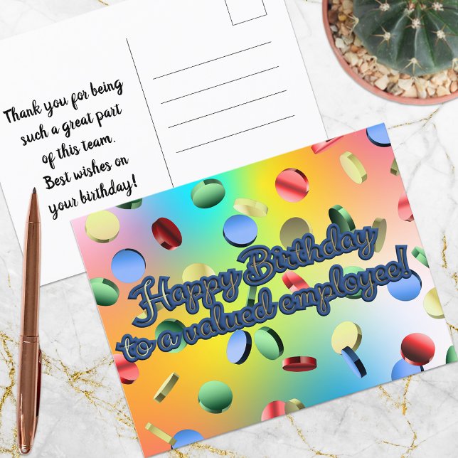 Happy Birthday To A Valued Employee Postcard (Creator Uploaded)