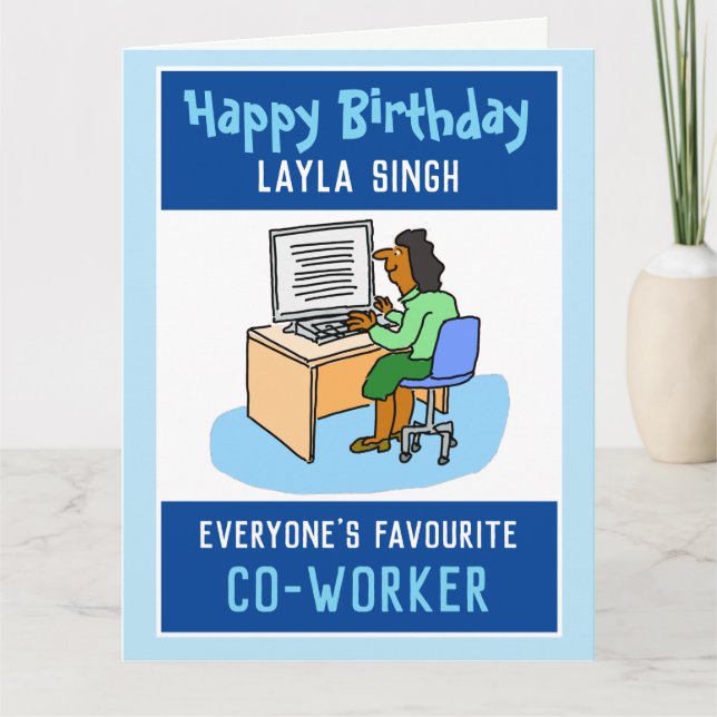 Happy Birthday to an Asian Office Co-Worker Card (Front)