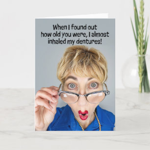 Happy Birthday To Anyone Funny Older Lady Holiday Card