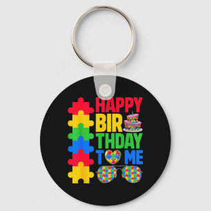 Happy Birthday to Autism Awareness Puzzles Key Ring