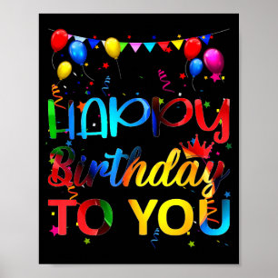 Happy birthday to birthday party for kids adults poster
