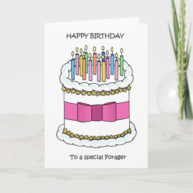 Happy Birthday to Forager Cake and Candles Card (Front)