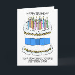 Happy Birthday to Future Sister in Law Card<br><div class="desc">A cartoon illustration of a giant white cake covered in lit candles of different colors. The words 'Happy birthday to a wonderful future sister in law' accompany the image.</div>