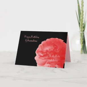 Happy Birthday to Grandma Coral Pink Rose Greeting Card